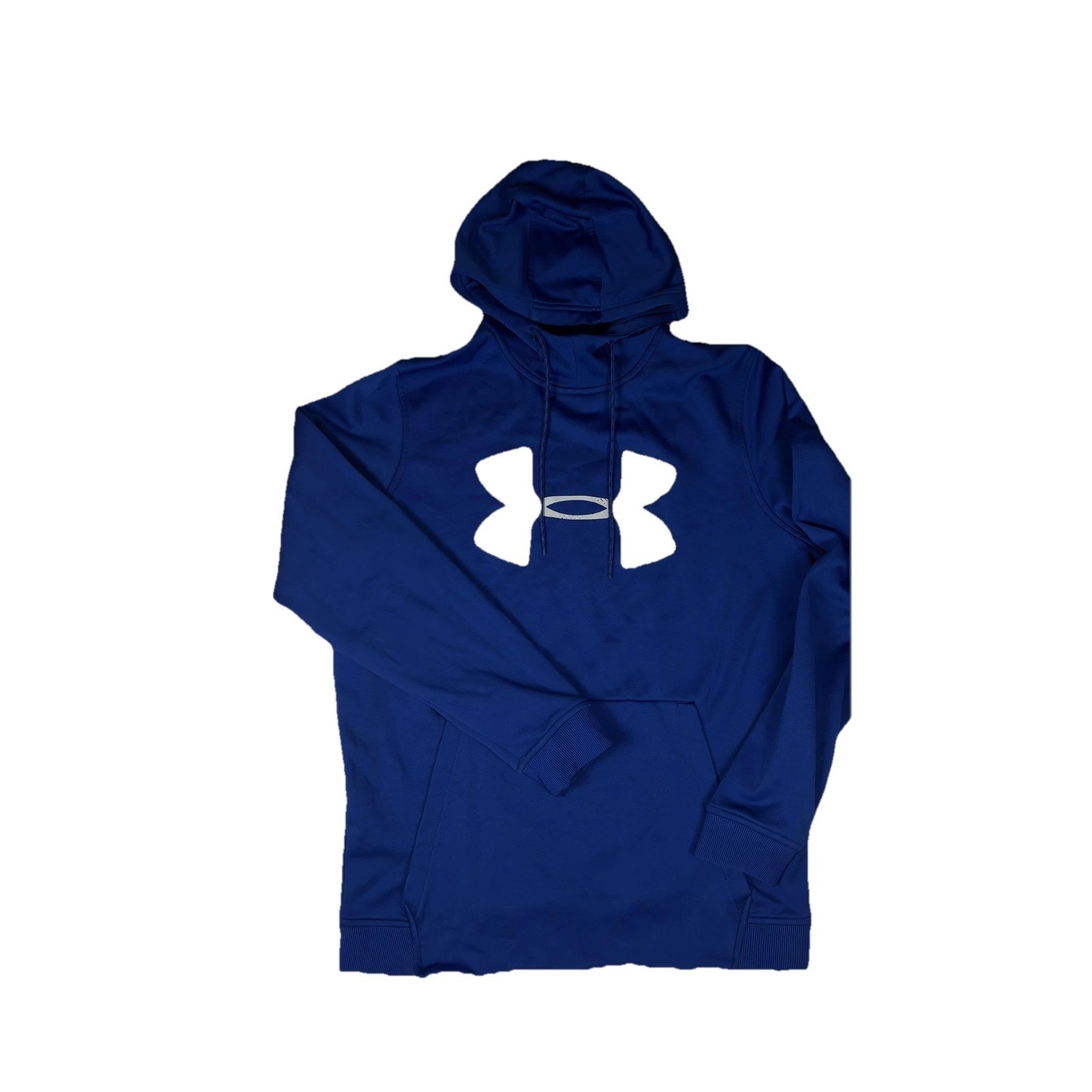 Under Armour Coldgear Hoodie Mens Medium Blue Pullover Fleece Big Logo Athletic